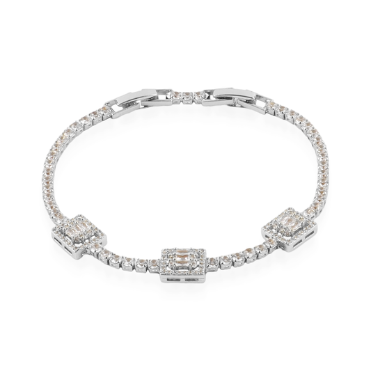 Βραχιόλι χεριού με πέτρες ζιργκόν Mar and Mar Monica (Silver)