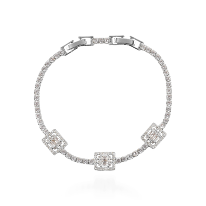 Βραχιόλι χεριού με πέτρες ζιργκόν Mar and Mar Monica (Silver)