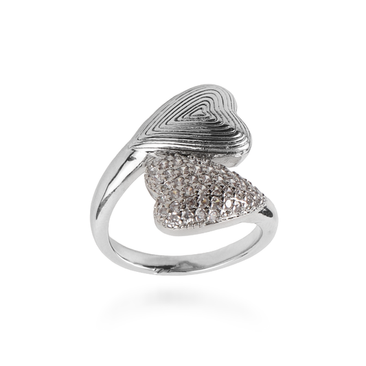 Γυναικείο δαχτυλίδι με πέτρες ζιργκόν Mar and Mar Carina Heart από ανοξείδωτο ατσάλι