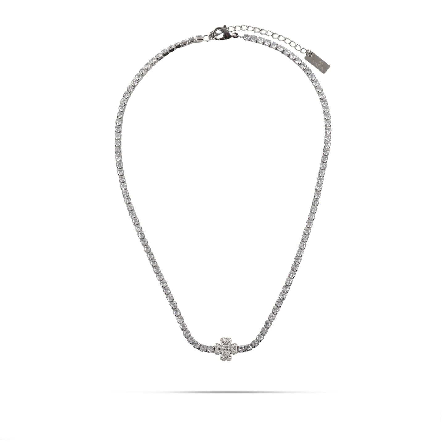 Κολιέ με πέτρες ζιργκόν Mar and Mar Tennis Clover από ανοξείδωτο ατσάλι