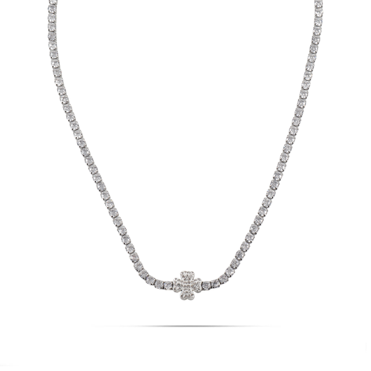 Κολιέ με πέτρες ζιργκόν Mar and Mar Tennis Clover από ανοξείδωτο ατσάλι