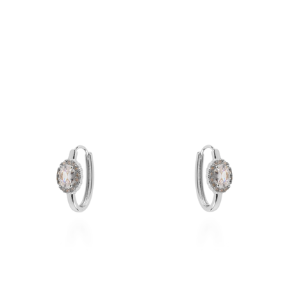 Σκουλαρίκια κρίκοι με ζιργκόν Mar and Mar Iriny (Silver) από ανοξείδωτο ατσάλι
