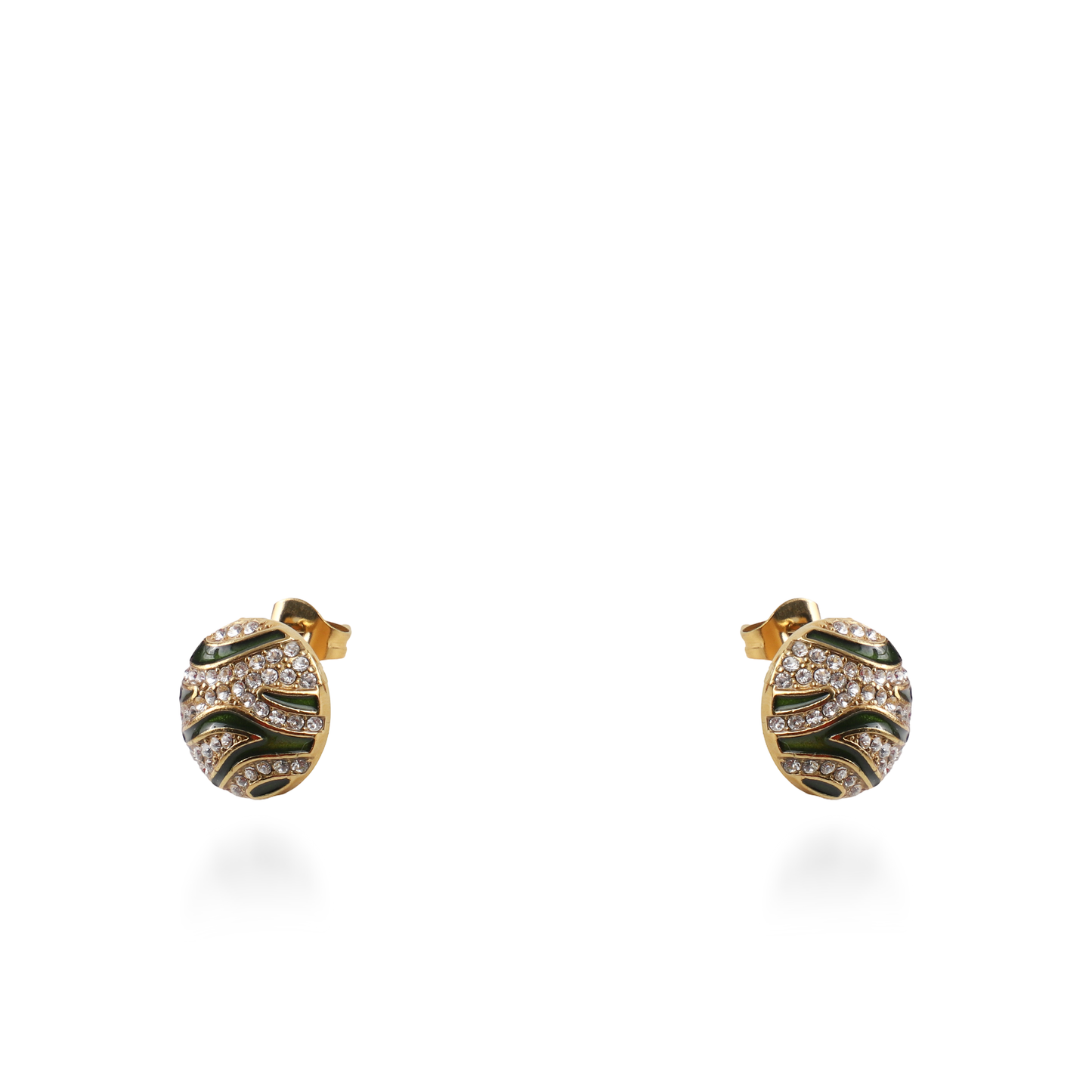 Σκουλαρίκια καρφωτά με ζιργκόν Mar and Mar Zaya (Green) από ανοξείδωτο ατσάλι