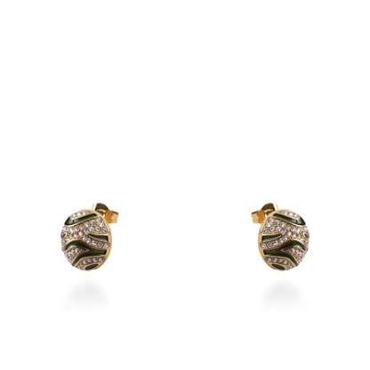 Σκουλαρίκια καρφωτά με ζιργκόν Mar and Mar Zaya (Green) από ανοξείδωτο ατσάλι