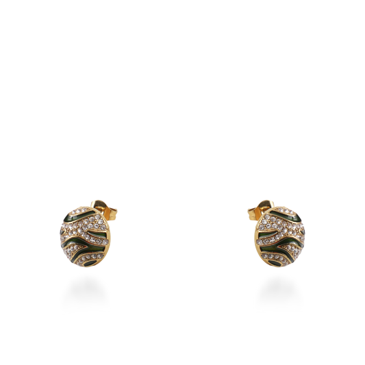 Σκουλαρίκια καρφωτά με ζιργκόν Mar and Mar Zaya (Green) από ανοξείδωτο ατσάλι