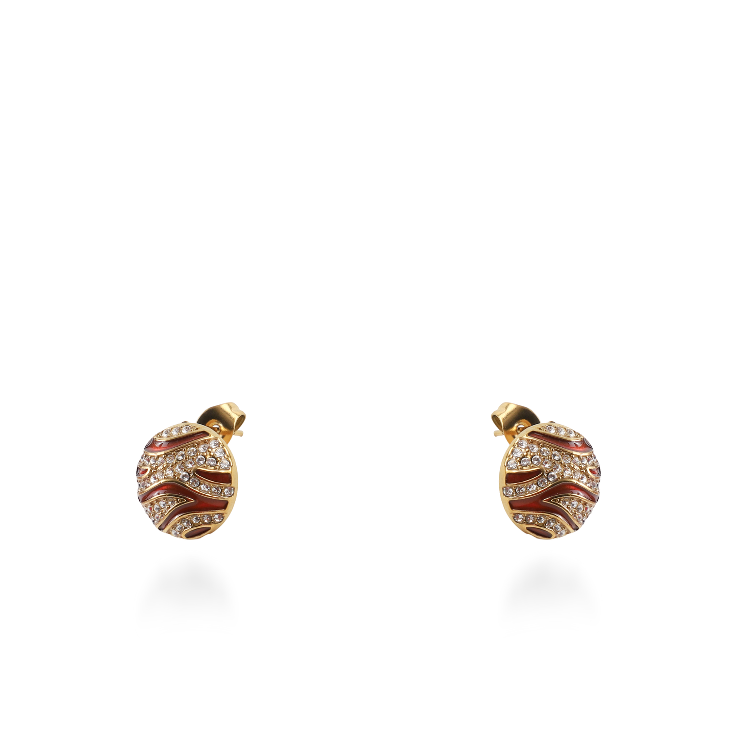 Σκουλαρίκια καρφωτά με ζιργκόν Mar and Mar Zaya (Red) από ανοξείδωτο ατσάλι