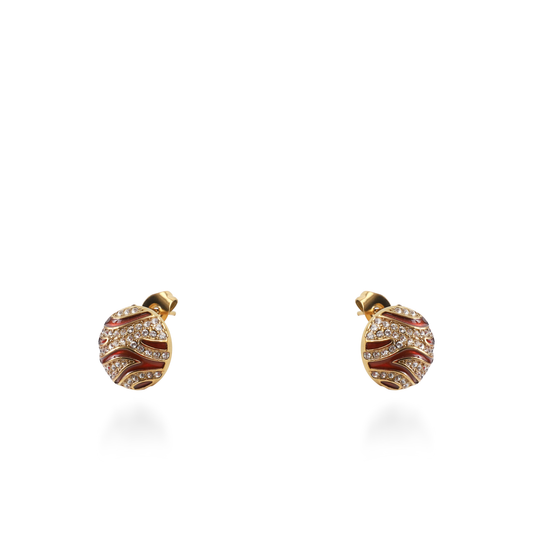 Σκουλαρίκια καρφωτά με ζιργκόν Mar and Mar Zaya (Red) από ανοξείδωτο ατσάλι