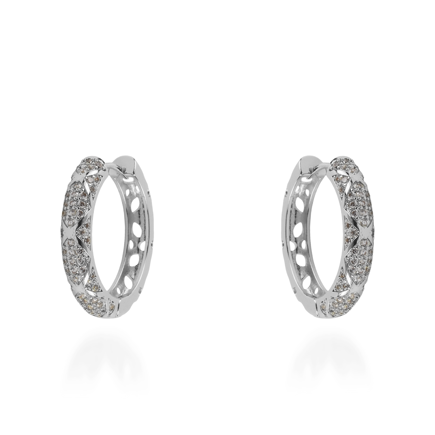 Σκουλαρίκια κρίκοι με ζιργκόν Mar and Mar Theliny (Silver)