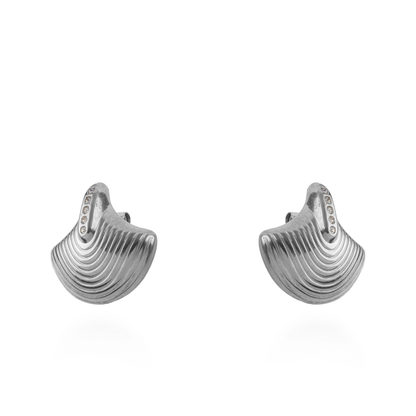 Σκουλαρίκια καρφωτά με ζιργκόν Mar and Mar Ginkgo (Silver) από ανοξείδωτο ατσάλι