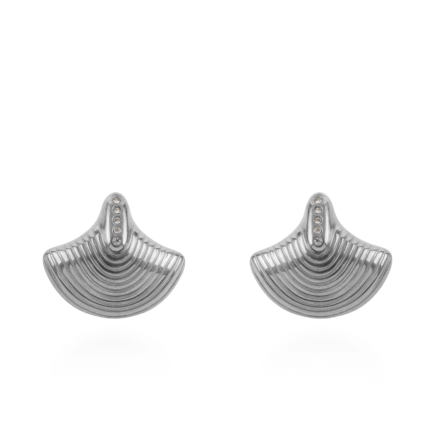 Σκουλαρίκια καρφωτά με ζιργκόν Mar and Mar Ginkgo (Silver) από ανοξείδωτο ατσάλι