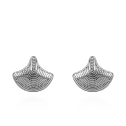 Σκουλαρίκια καρφωτά με ζιργκόν Mar and Mar Ginkgo (Silver) από ανοξείδωτο ατσάλι