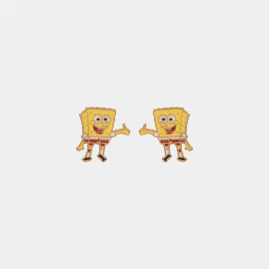 Παιδικά σκουλαρίκια καρφωτά Μπομπ Σφουγγαράκης Mar and Mar Spongebob Kids από ανοξείδωτο ατσάλι