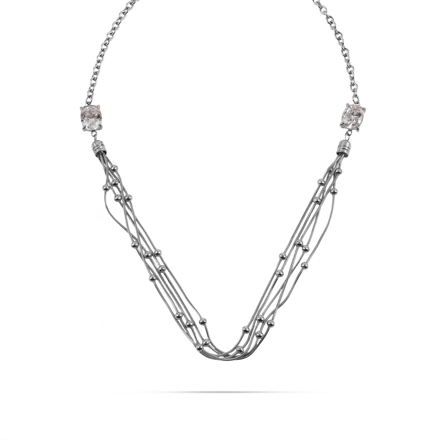 Κολιέ με πέτρες ζιργκόν Mar and Mar Eloria (Silver) από ανοξείδωτο ατσάλι