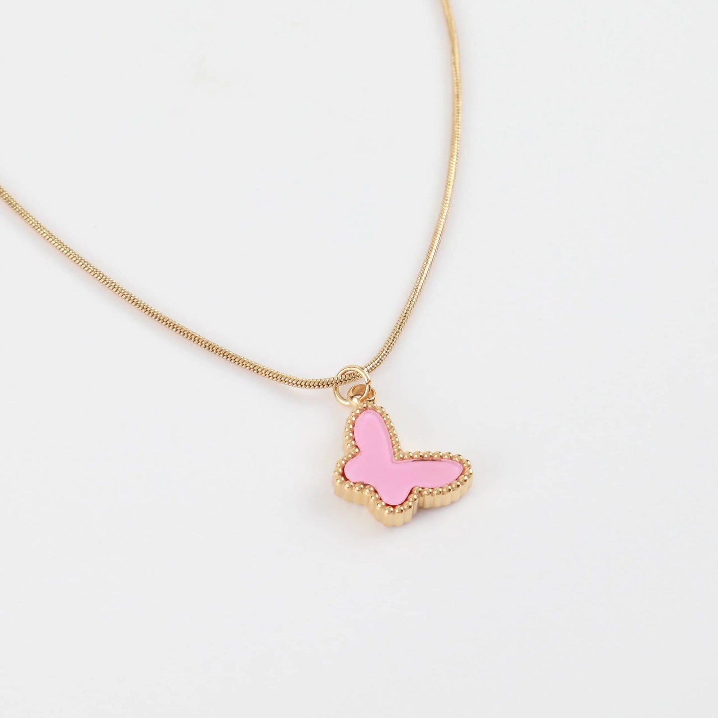 Παιδικό κολιέ με πεταλούδα Mar &amp; Mar Pink Butterfly Kids από ανοξείδωτο ατσάλι