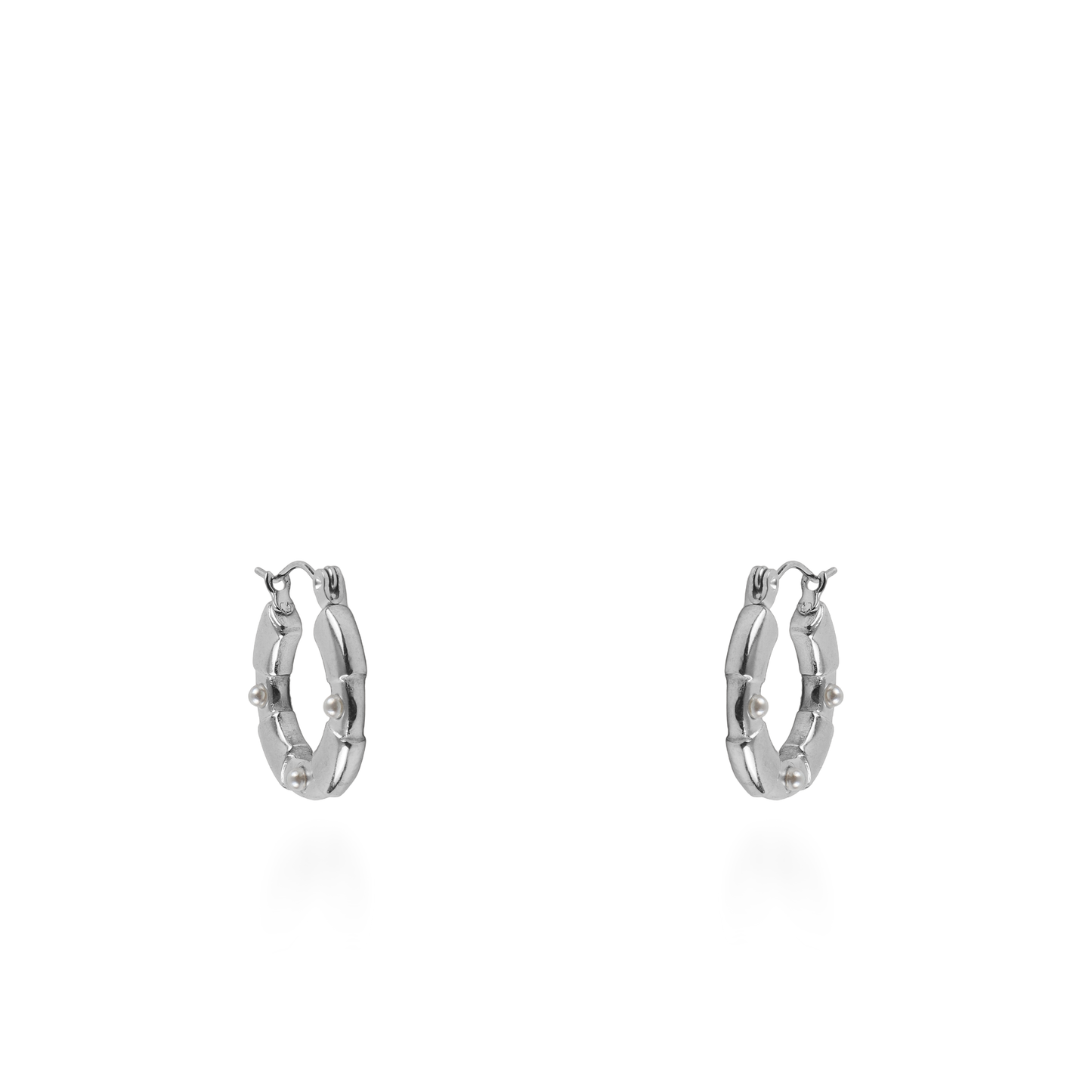 Σκουλαρίκια κρίκοι με πέρλες Mar and Mar Ersa (Silver) από ανοξείδωτο ατσάλι