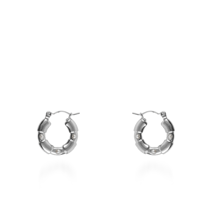 Σκουλαρίκια κρίκοι με πέρλες Mar and Mar Ersa (Silver) από ανοξείδωτο ατσάλι