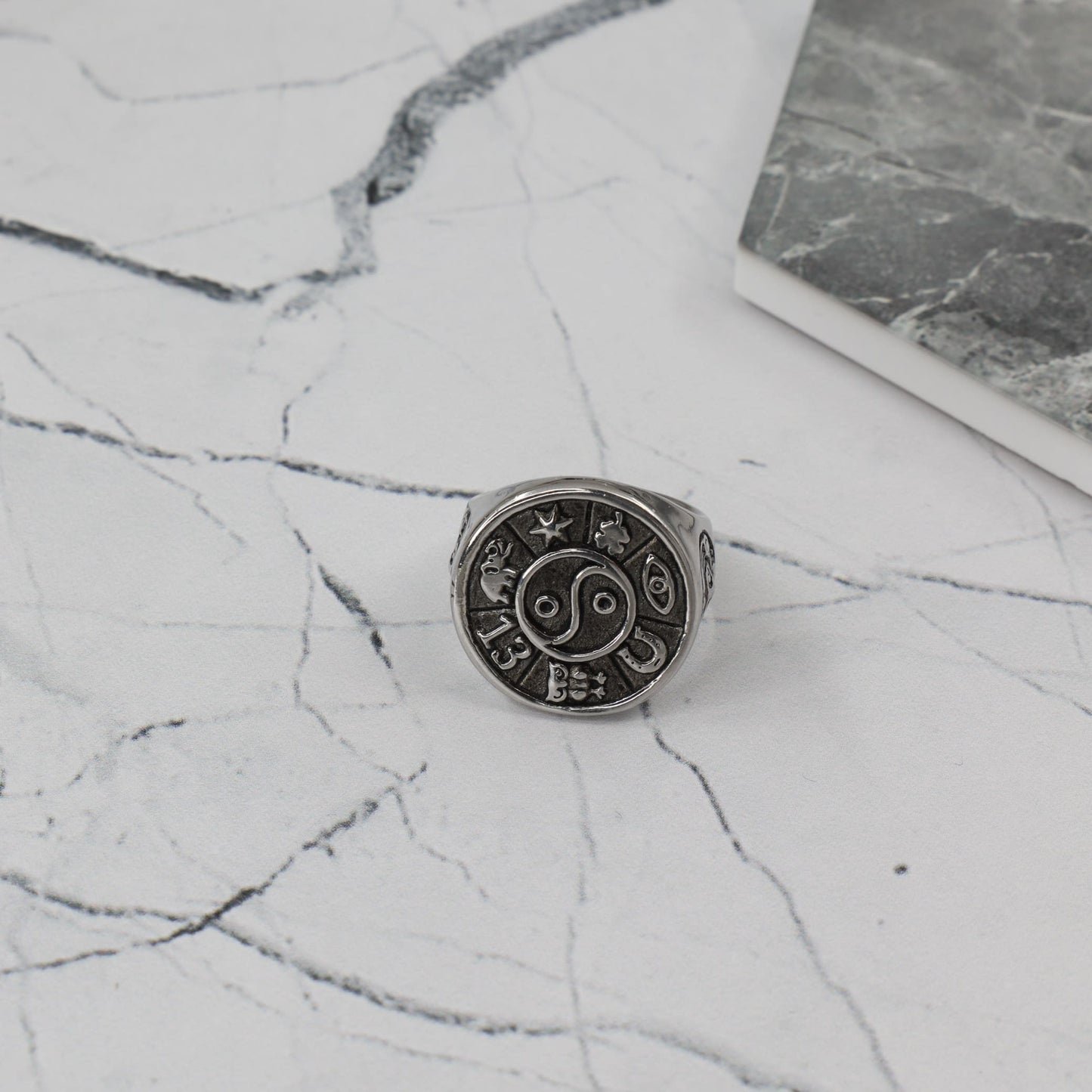 Ανδρικό δαχτυλίδι Mar & Mar Yin Yang Zodiac από ανοξείδωτο ατσάλι