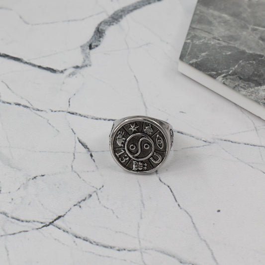 Ανδρικό δαχτυλίδι Mar and Mar Yin Yang Zodiac από ανοξείδωτο ατσάλι