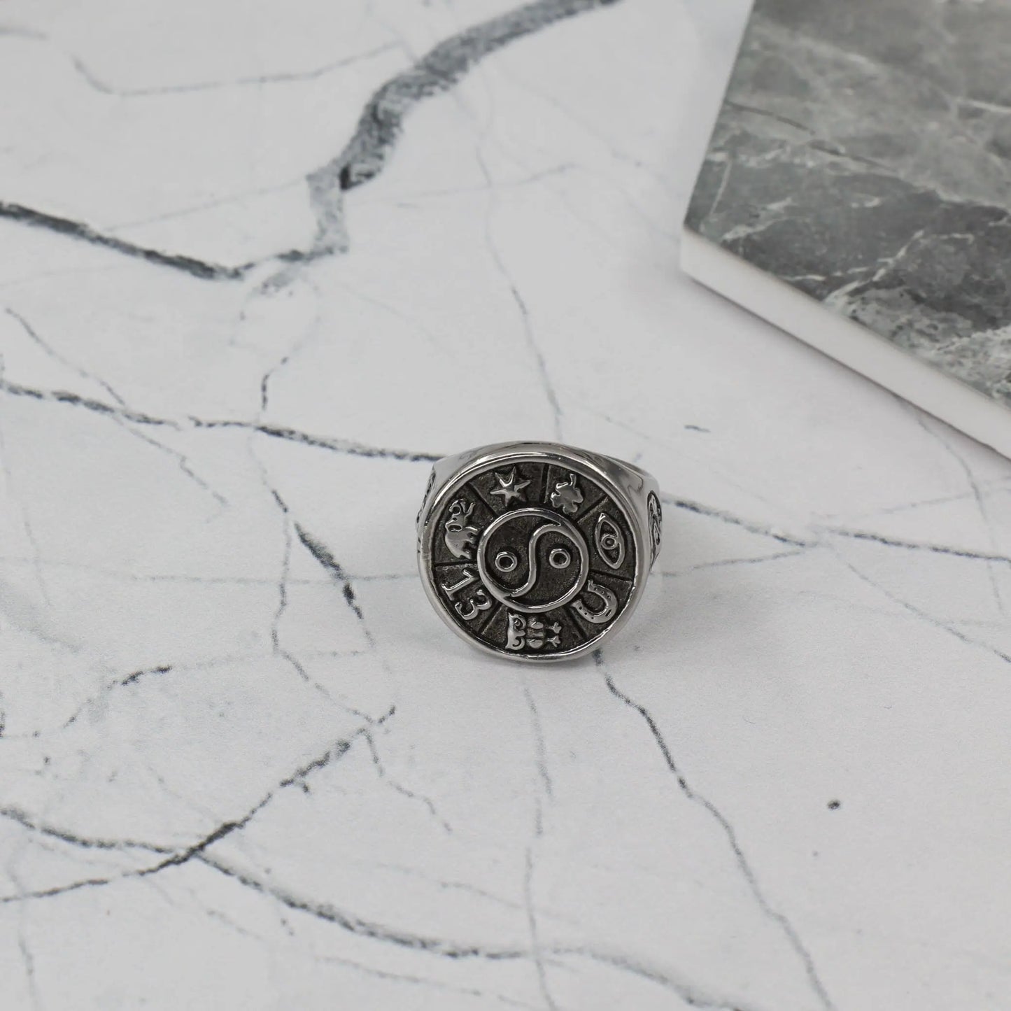 Ανδρικό δαχτυλίδι Mar & Mar Yin Yang Zodiac από ανοξείδωτο ατσάλι