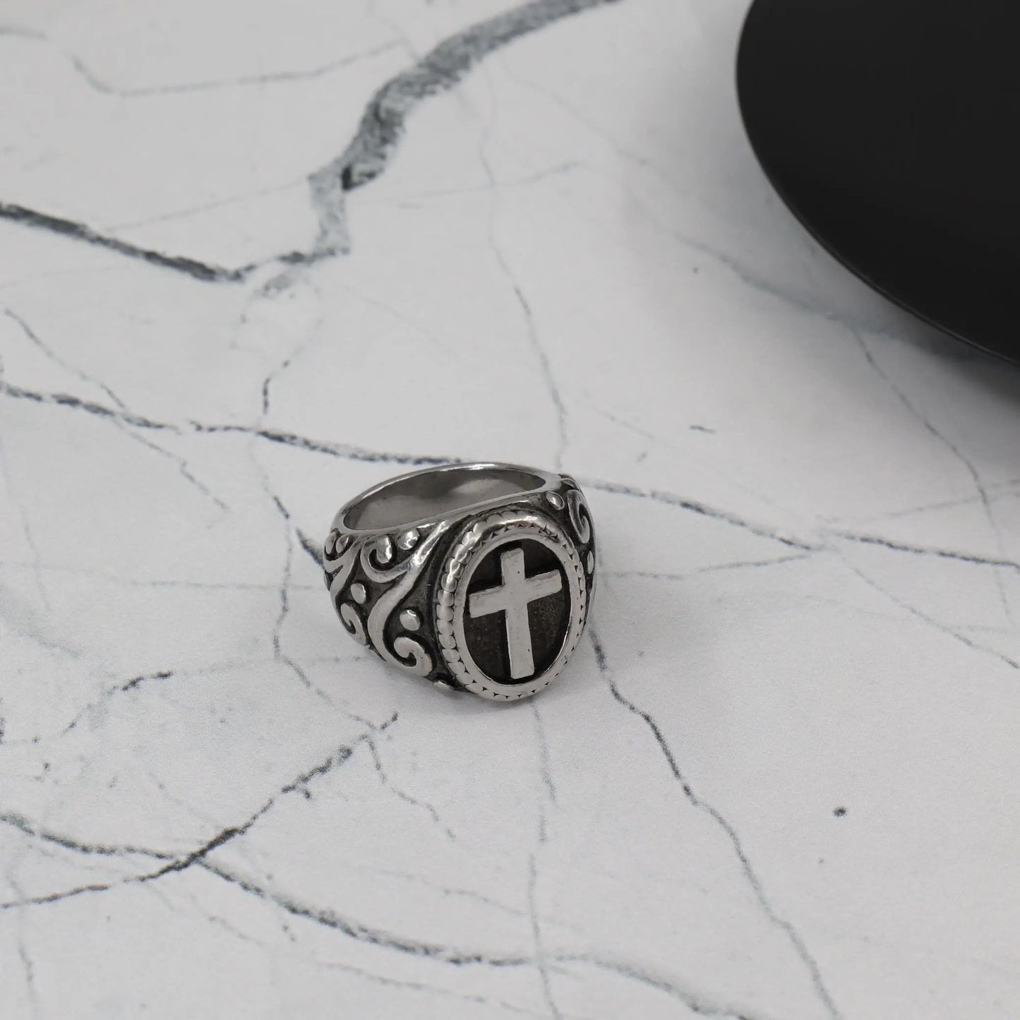 Ανδρικό δαχτυλίδι με σταυρό Mar & Mar Cross IV από ανοξείδωτο ατσάλι