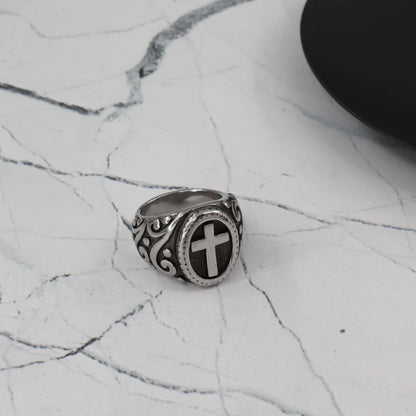 Ανδρικό δαχτυλίδι με σταυρό Mar & Mar Cross IV από ανοξείδωτο ατσάλι