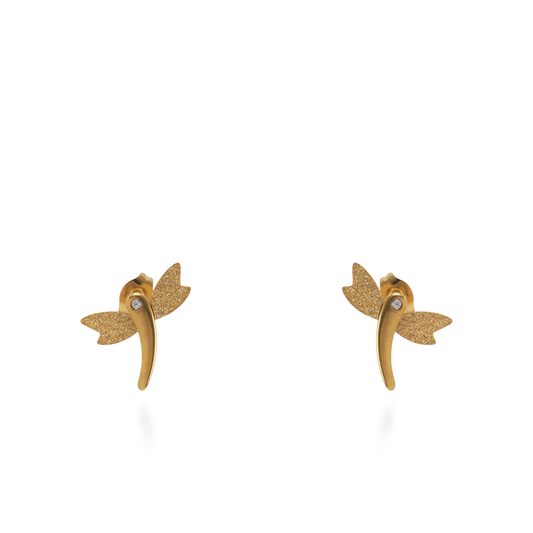 Σκουλαρίκια καρφωτά με ζιργκόν Mar and Mar Dragonfly από ανοξείδωτο ατσάλι