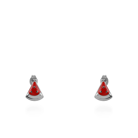 Σκουλαρίκια καρφωτά καρπούζι Mar and Mar Watermelon (Silver) από ανοξείδωτο ατσάλι