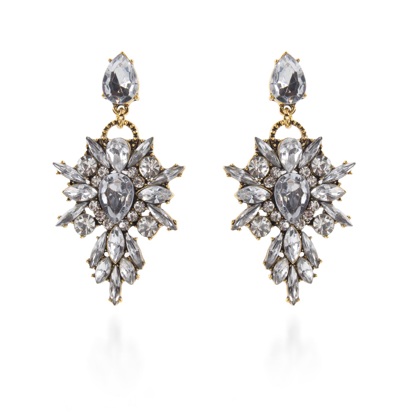 Σκουλαρίκια κρεμαστά καρδιές με πέτρες ζιργκόν Mar and Mar Dahlia