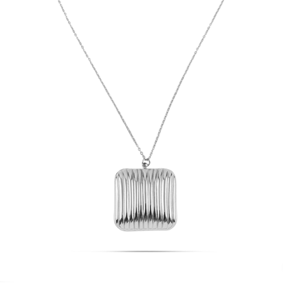 Κολιέ με τετράγωνο μενταγιόν Mar and Mar Galsira (Silver) από ανοξείδωτο ατσάλι