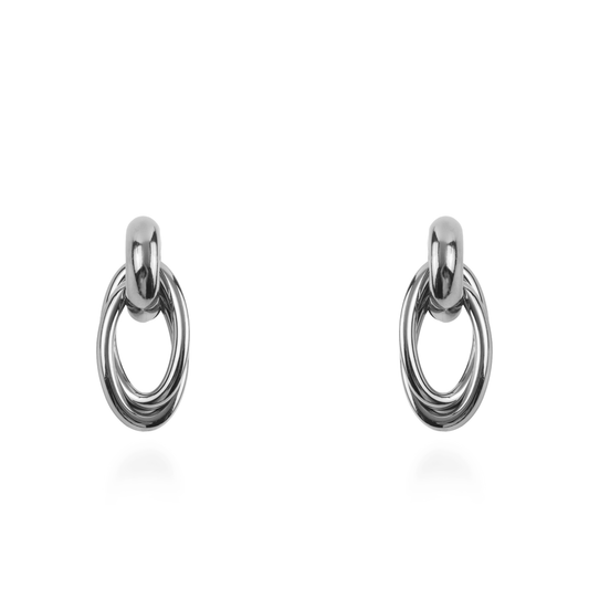Σκουλαρίκια κρεμαστά Mar and Mar Calisty Oval (Silver) από ανοξείδωτο ατσάλι