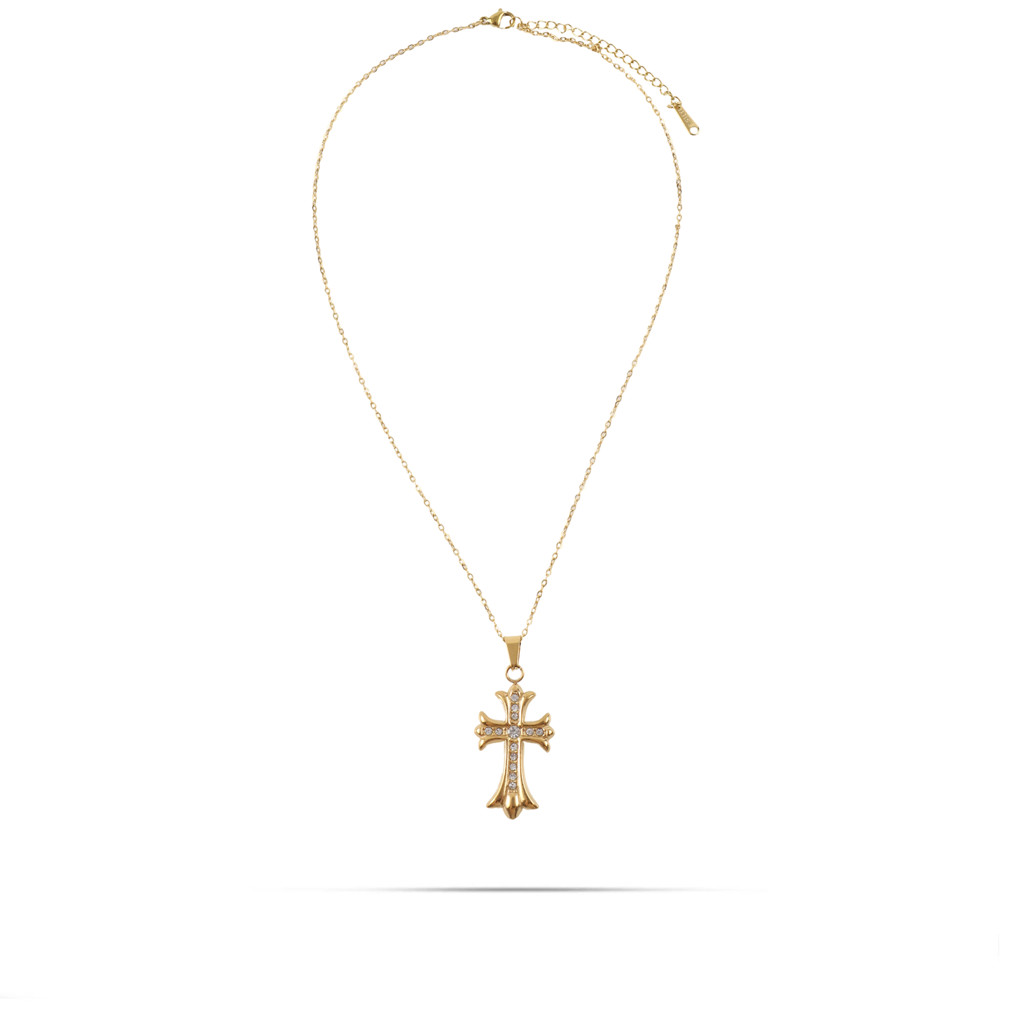 Κολιέ σταυρός με ζιργκόν Mar and Mar Garnet από ανοξείδωτο ατσάλι