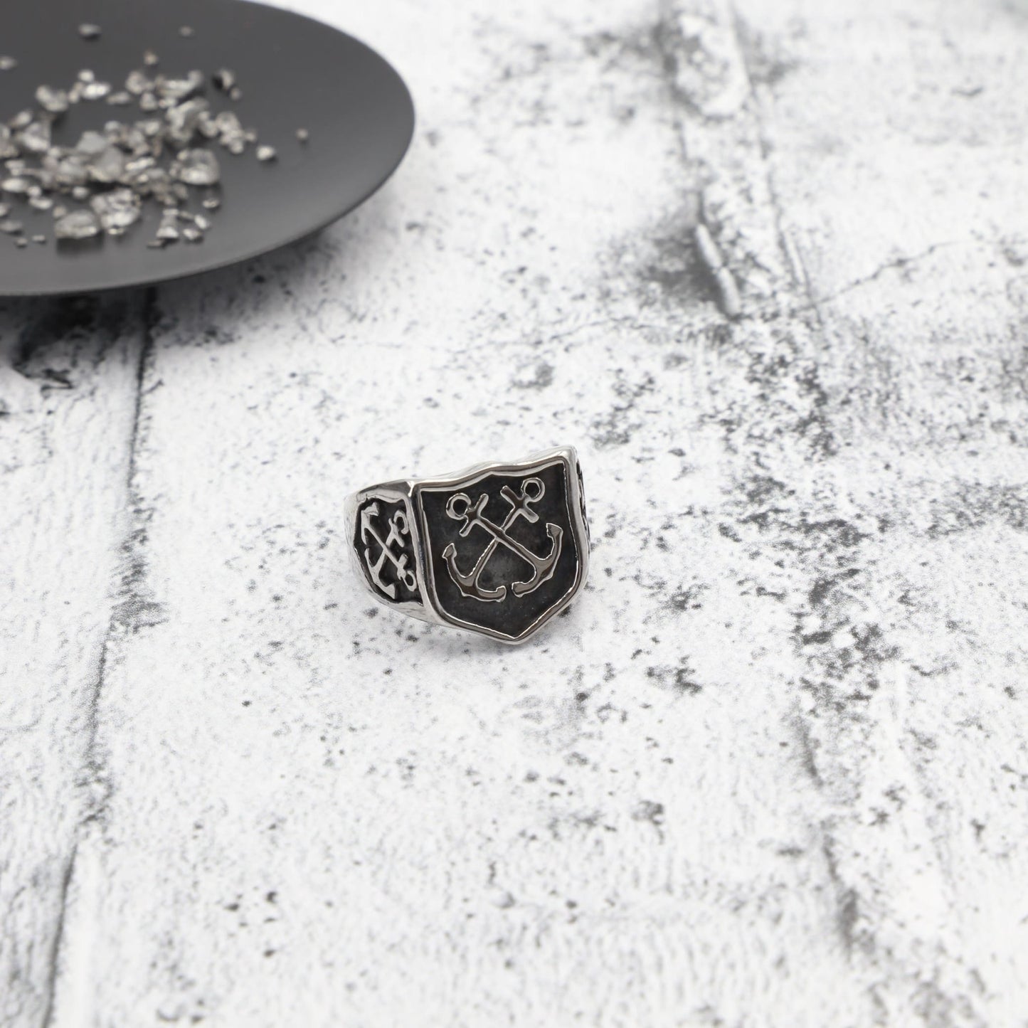 Ανδρικό δαχτυλίδι με διπλή άγκυρα Mar & Mar Double Anchor από ανοξείδωτο ατσάλι