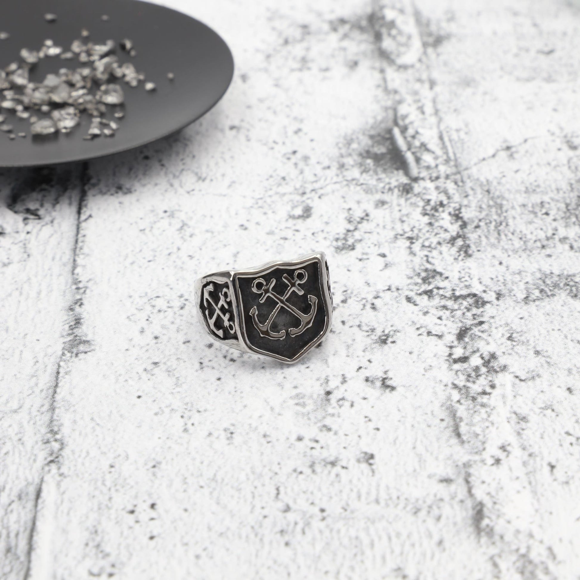 Ανδρικό δαχτυλίδι με διπλή άγκυρα Mar & Mar Double Anchor από ανοξείδωτο ατσάλι