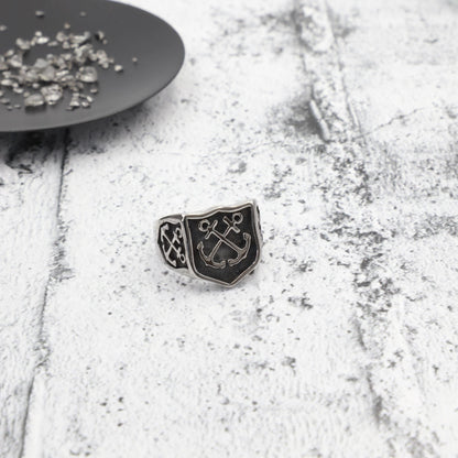 Ανδρικό δαχτυλίδι με διπλή άγκυρα Mar & Mar Double Anchor από ανοξείδωτο ατσάλι