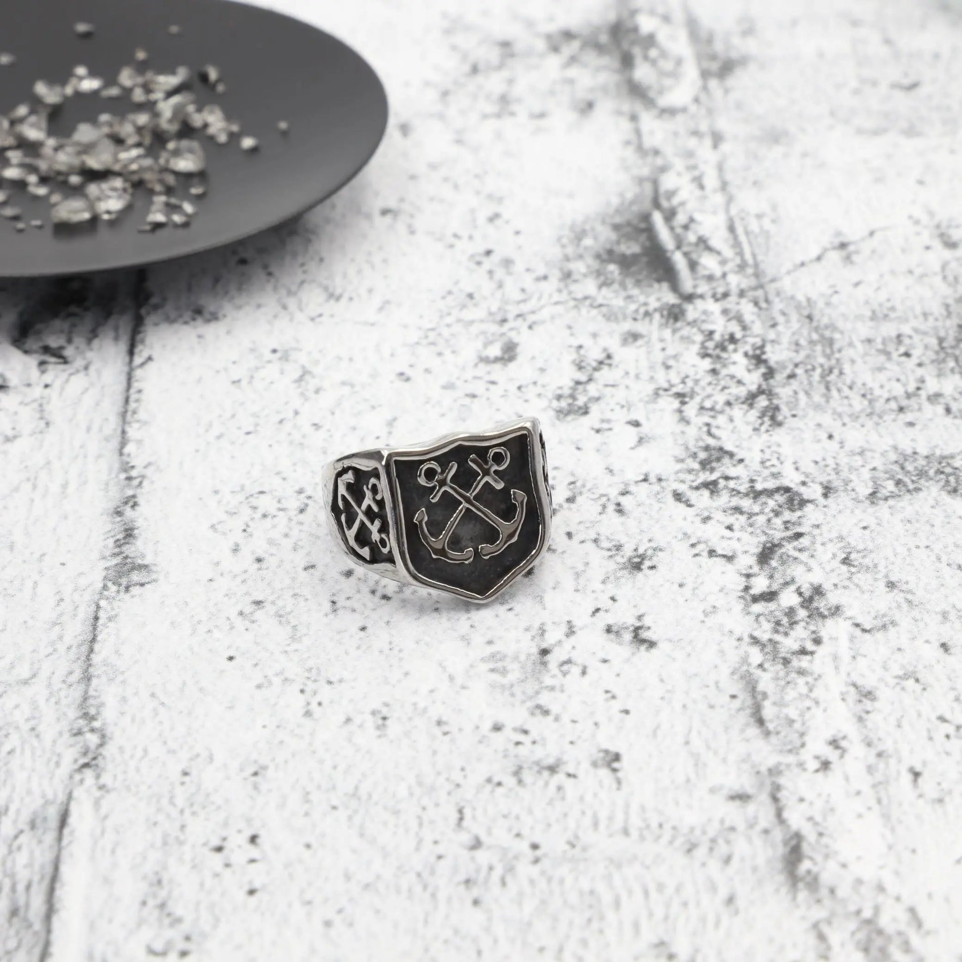 Ανδρικό δαχτυλίδι με διπλή άγκυρα Mar & Mar Double Anchor από ανοξείδωτο ατσάλι