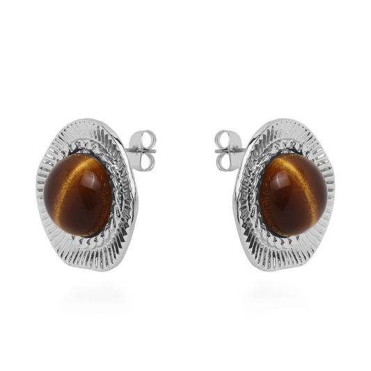 Σκουλαρίκια καρφωτά Mar and Mar με πέτρα (Silver) από ανοξείδωτο ατσάλι