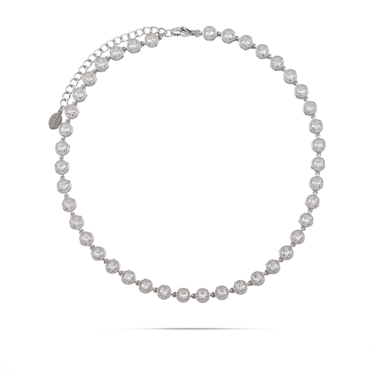 Κολιέ choker με πέτρες ζιργκόν Mar and Mar Athena Round από ανοξείδωτο ατσάλι