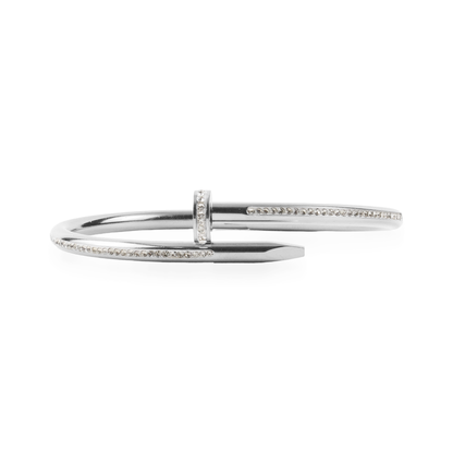Βραχιόλι χειροπέδα με πέτρες ζιργκόν Mar and Mar Nail Sparkle Silver από ανοξείδωτο ατσάλι
