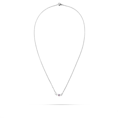 Κολιέ με κύβο από ιριδίζον κρύσταλλο Mar and Mar Little Cube Silver από ανοξείδωτο ατσάλι