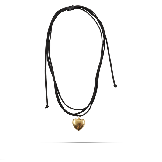 Γυναικείο επάργυρο κολιέ Choker με καρδιά και κορδόνι Mar and Mar Melora (Gold)