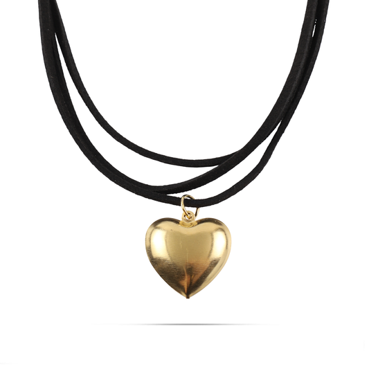 Γυναικείο επάργυρο κολιέ Choker με καρδιά και κορδόνι Mar and Mar Melora (Gold)