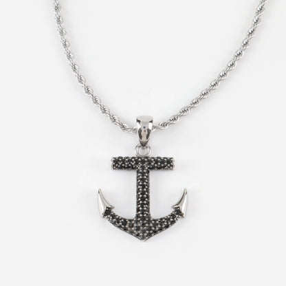 Ανδρικό κολιέ άγκυρα με πέτρες ζιργκόν Mar & Mar Anchor Sparkle από ανοξείδωτο ατσάλι