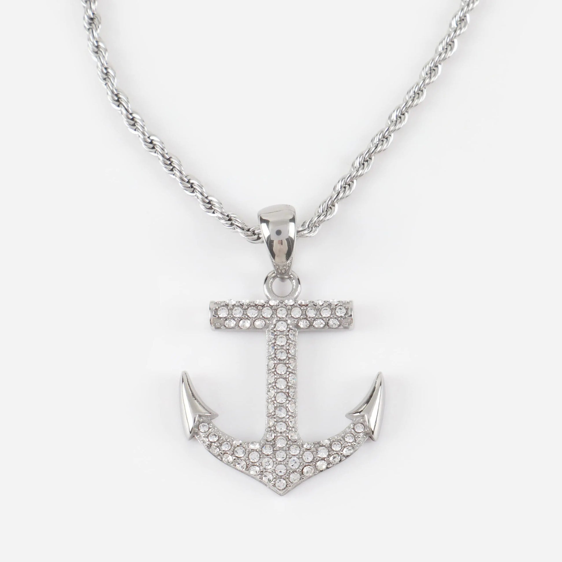 Ανδρικό κολιέ άγκυρα με πέτρες ζιργκόν Mar & Mar Anchor Sparkle από ανοξείδωτο ατσάλι