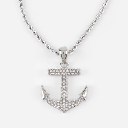 Ανδρικό κολιέ άγκυρα με πέτρες ζιργκόν Mar & Mar Anchor Sparkle από ανοξείδωτο ατσάλι