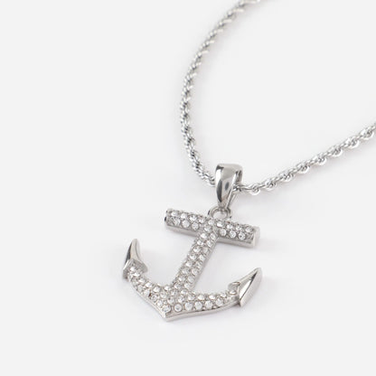 Ανδρικό κολιέ άγκυρα με πέτρες ζιργκόν Mar & Mar Anchor Sparkle από ανοξείδωτο ατσάλι