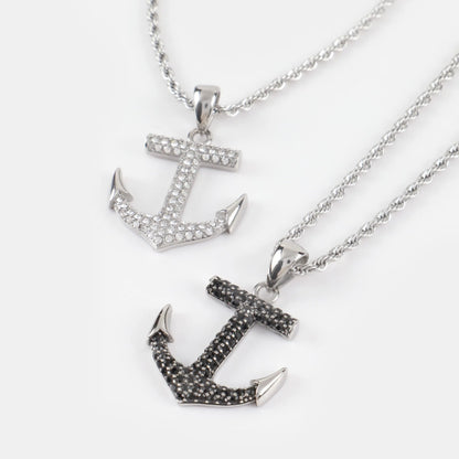 Ανδρικό κολιέ άγκυρα με πέτρες ζιργκόν Mar & Mar Anchor Sparkle από ανοξείδωτο ατσάλι