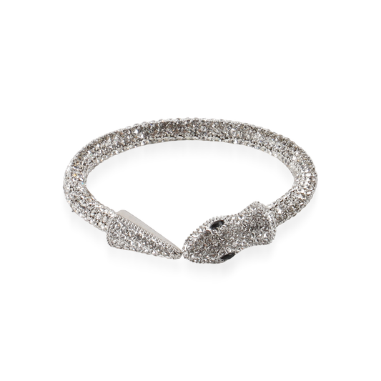 Βραχιόλι φίδι με ζιργκόν Snake Sparkle Bracelet Silver (White)