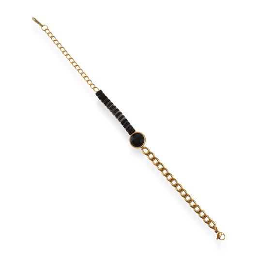 Βραχιόλι με ζιργκόν Mar and Mar Loretta (Black) από ανοξείδωτο ατσάλι