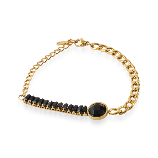 Βραχιόλι με ζιργκόν Mar and Mar Loretta (Black) από ανοξείδωτο ατσάλι