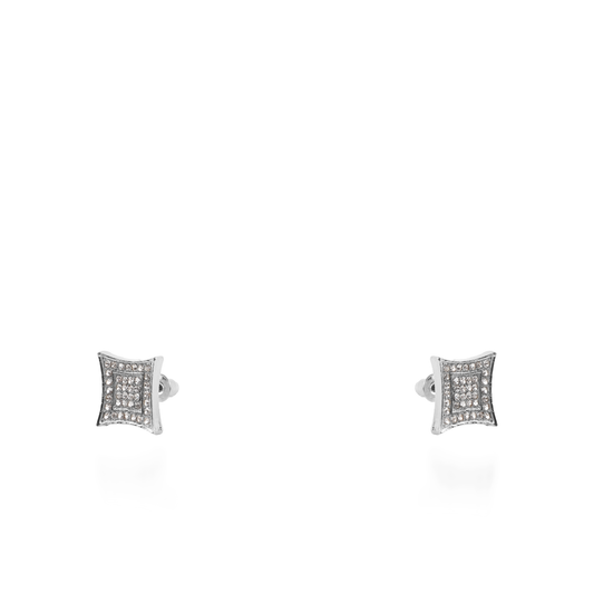 Σκουλαρίκια καρφωτά με πέτρες ζιργκόν Mar and Mar Lola Rhombus Silver